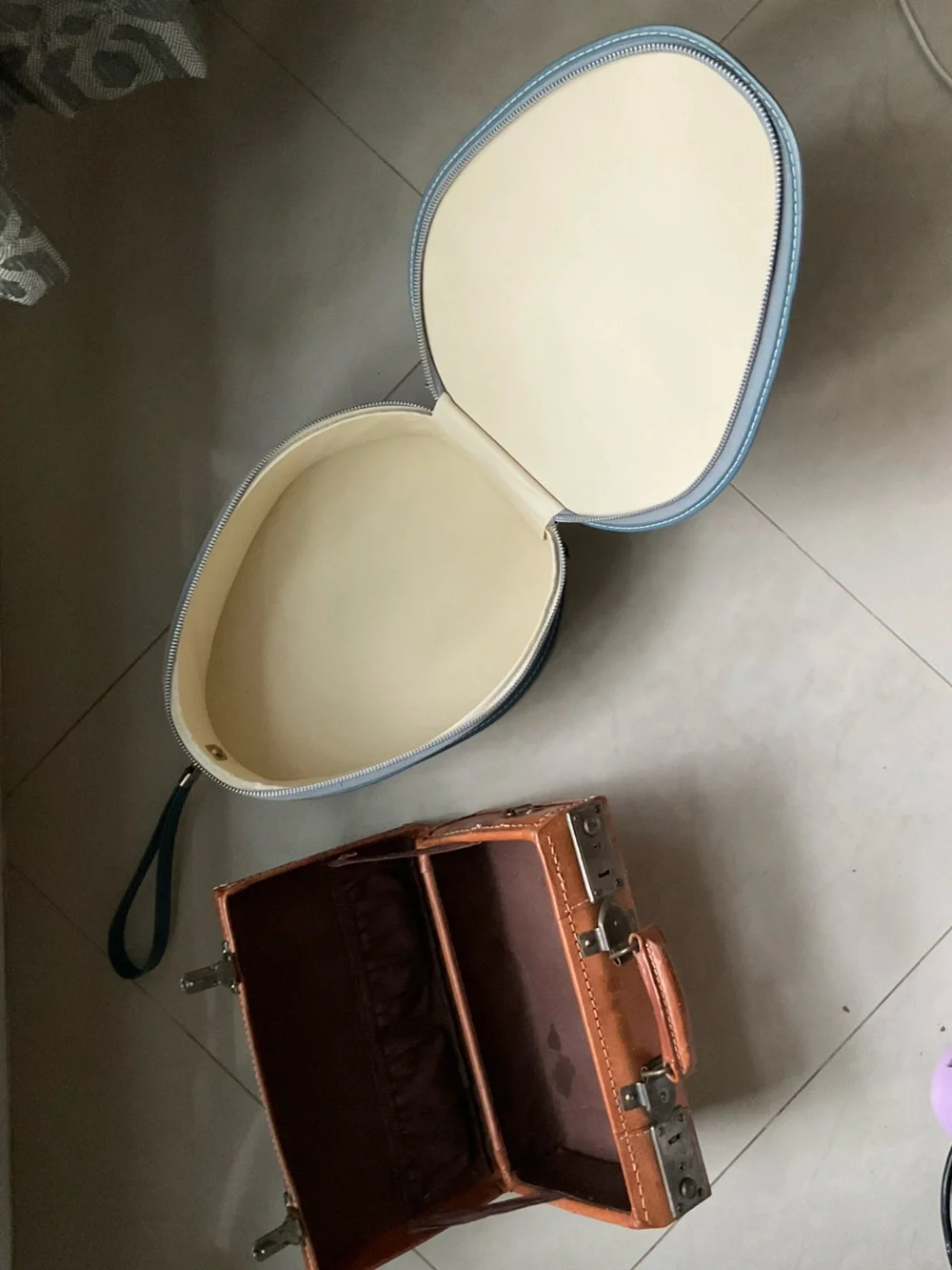 Pair of Vintage Train Case Luggage Lot of 2